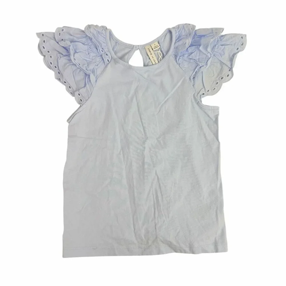 Janie Jack Girls 8 Light Blue Eyelet Sleeve Top